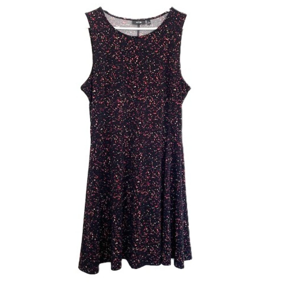 Apt. 9 Black Sleeveless Swing Dress with Flecks of Pink and Coral Colors